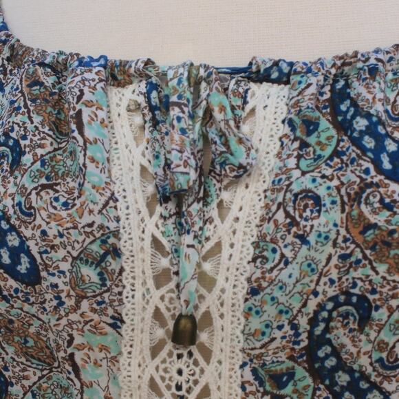Forever21 Women's Boho Peasant Blouse Embroidered Paisley Print Size XS - Picture 6 of 11